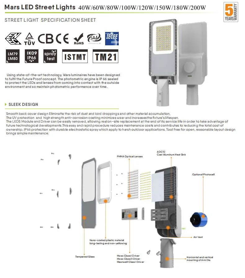 High Quality Lamp SMD5050 180W 200W Outdoor LED Street Light Roadway Street Lights